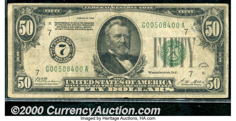 1928 Chicago $50 Federal Reserve note