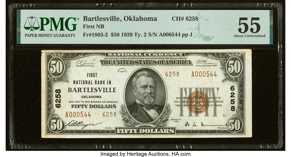 1929 Bartlesville $50 national bank note