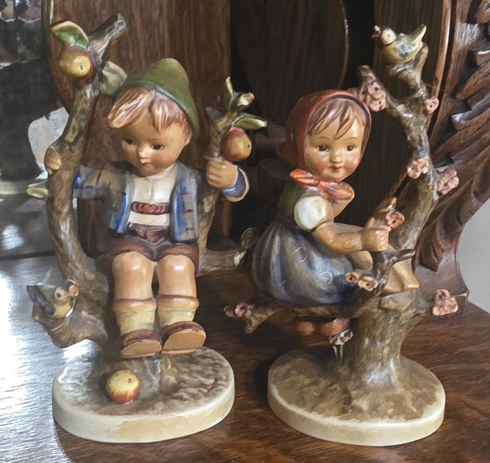 Goebel Hummel Apple Tree Boy and Apple Tree Girl figurines
