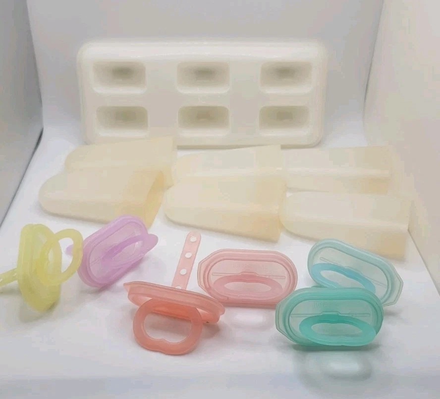 Pastel Tupperware Ice Tups molds, sticks and holder